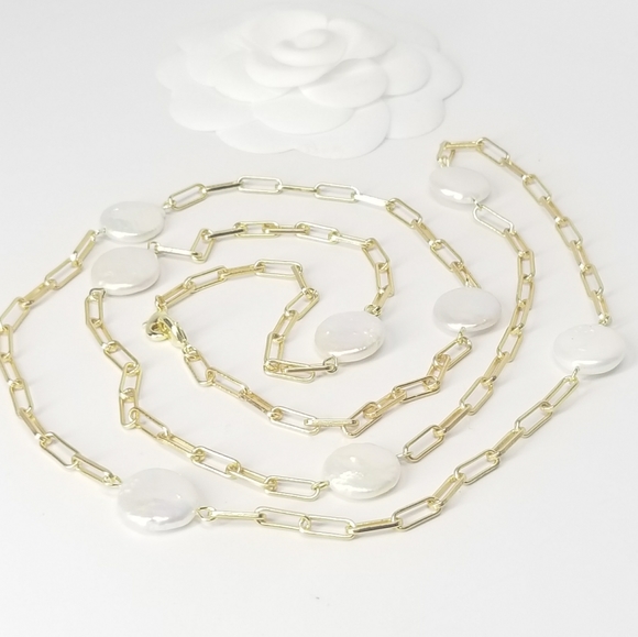 Natural Pearls Paper Clip Mask Holder Necklace NEW - Picture 5 of 10